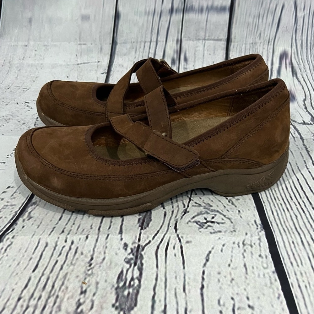 DANSKO Women Shoes Kiki Brown Suede Leather Mary Jane Clogs Comfort Strap 39